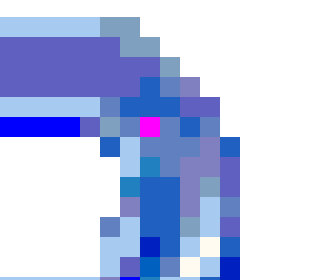 R icon, zoomed in on the red dot. That actually appears to be pink.